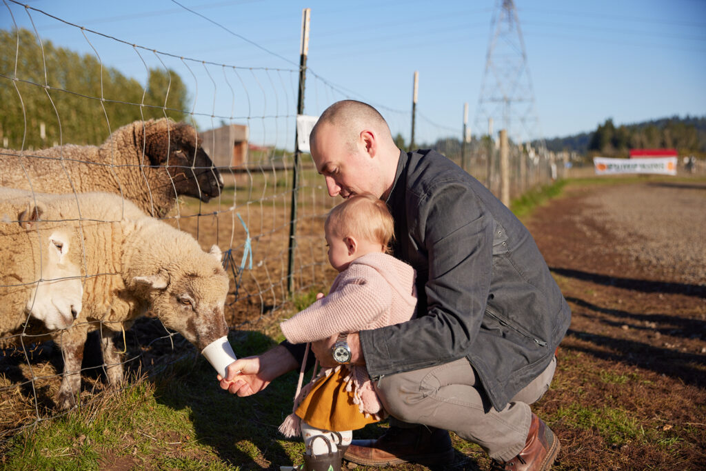 Photo of Family feeding sheep at Frog Pond Farm - Two Reasons Why Wilsonville is Your Ultimate Fall Getaway