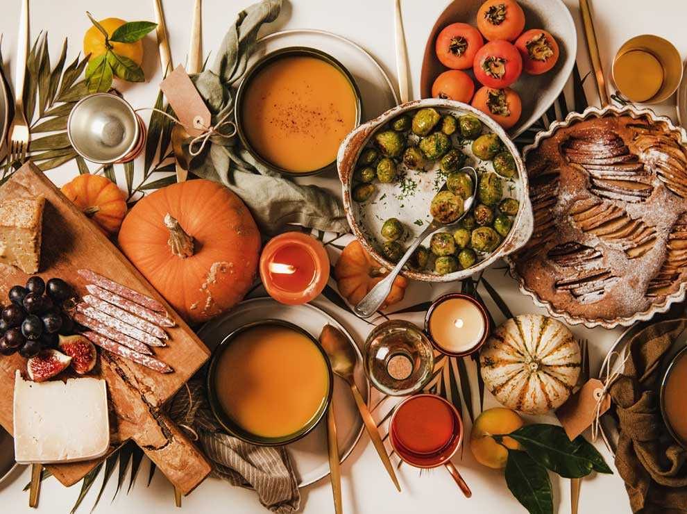 Photo of a delicious Thanksgiving feast