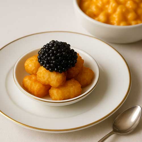 Photo of tater tots topped with caviar