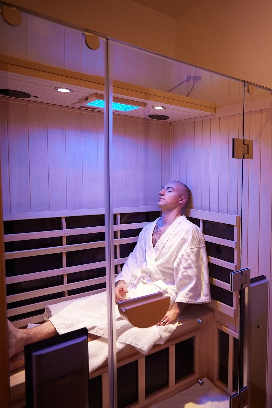 Photo of person enjoying infrared sauna at Soak Box Spa | Cozy Season in Wilsonville, Oregon