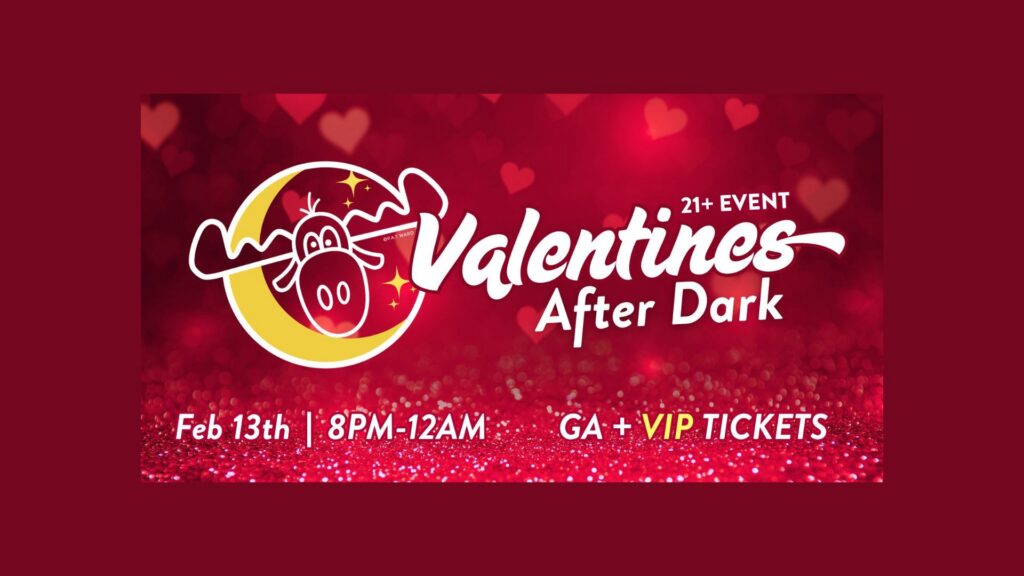 event graphic for Valentines After Dark event at Bullwinkle's in Wilsonville, Oregon
