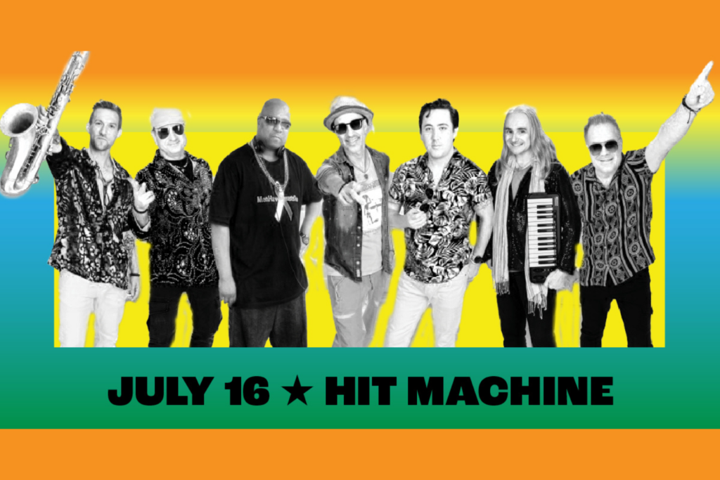 event graphic for Hit Machine concert during Wilsonville Oregon Rotary Summer Concert Series