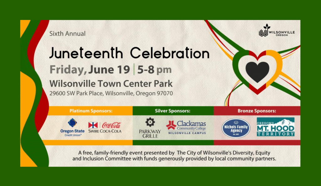 Wilsonville Juneteenth event graphic poster