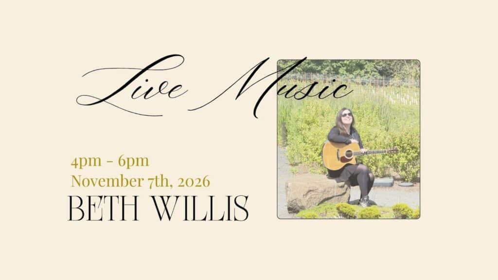 event graphic for Beth Willis live music at Aurora Vineyards