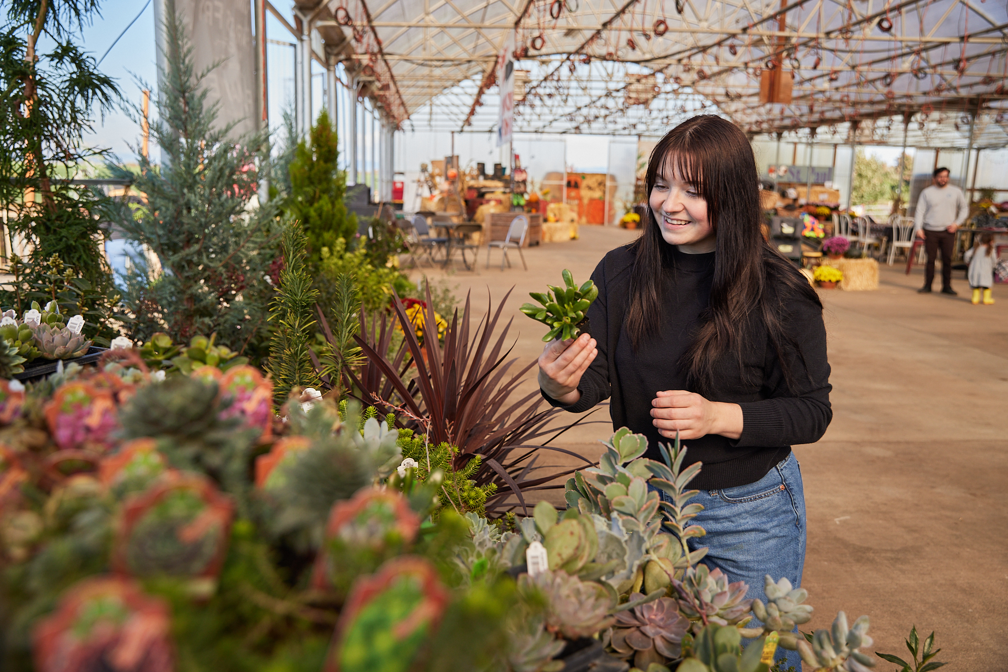 photo of a shopper perusing the plant section at French Prairie Gardens near Wilsonville, Oregon