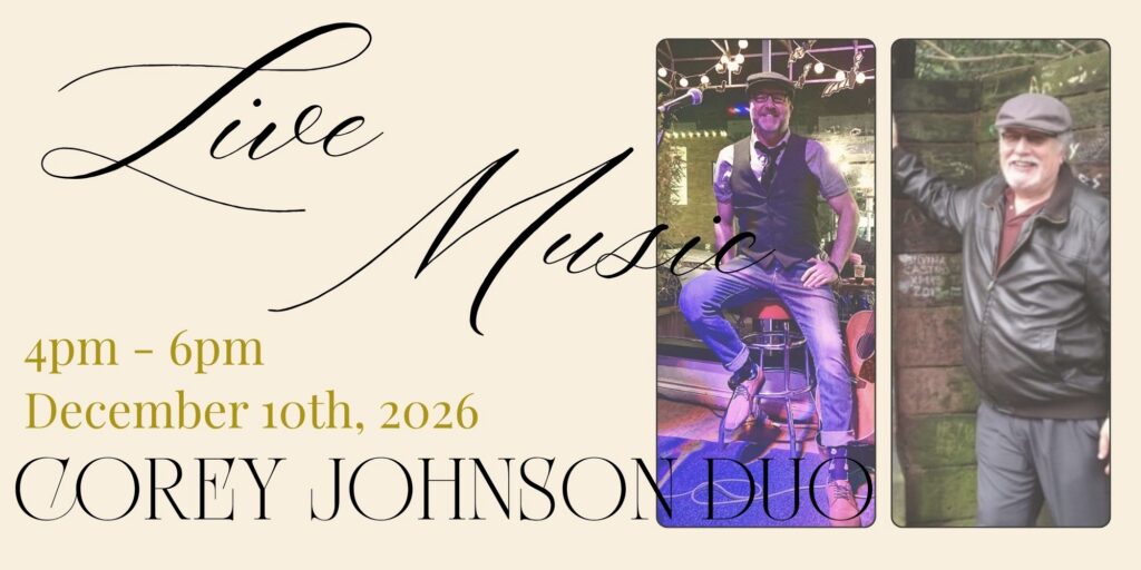Corey Johnson live at Aurora Vineyard live music performance event graphic