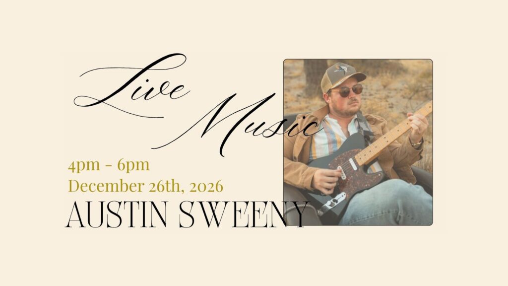 Austin Sweeney live at Aurora Vineyard live music performance event graphic