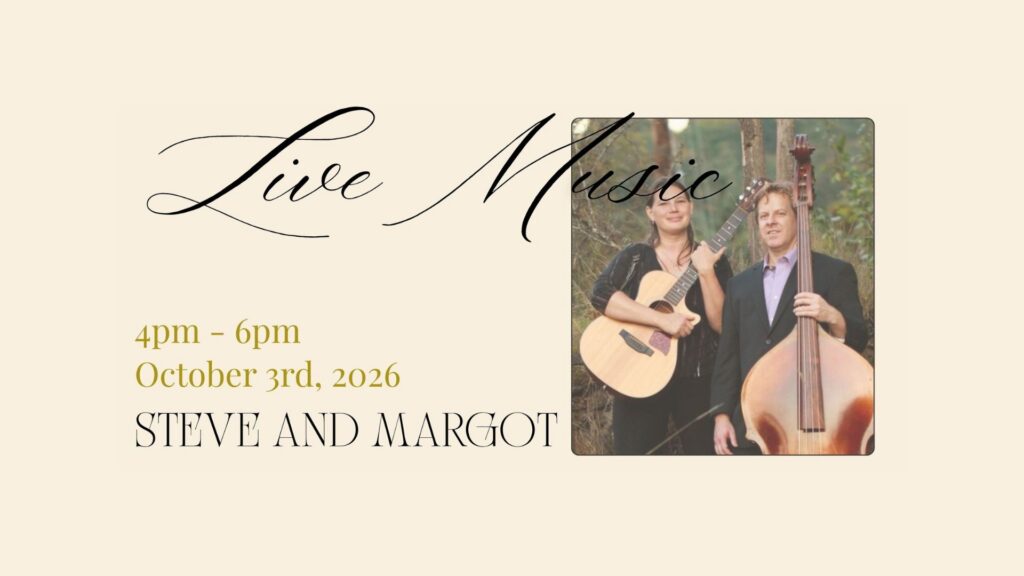 Steve And Margot live at Aurora Vineyard live music performance event graphic