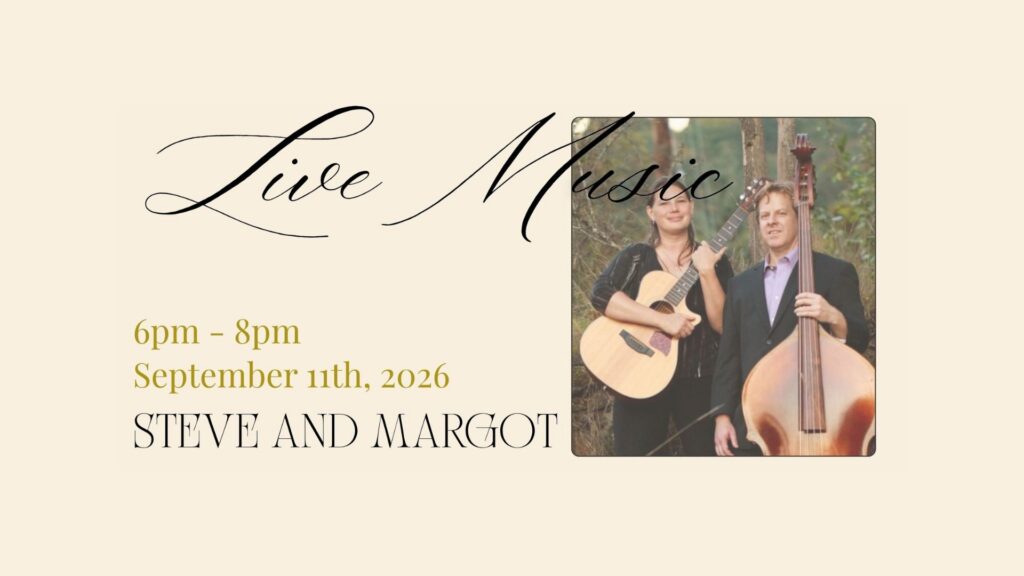 Steve And Margot live at Aurora Vineyard live music performance event graphic